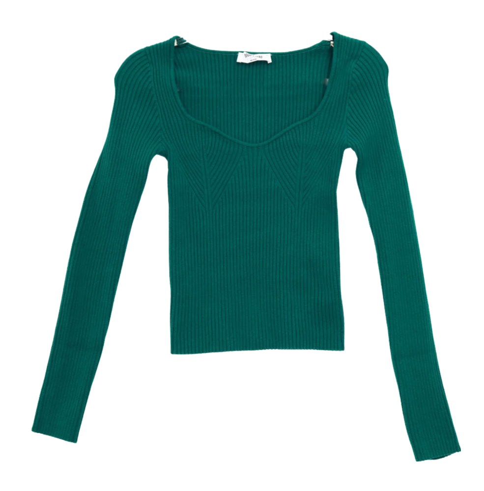 Green Sweetheart Neckline Top Flatlay