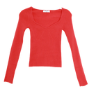 Red Sweetheart Neckline Top Flatlay