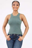 Green Scoop Neck Tank Top