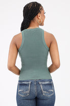 Back of Green Scoop Neck Tank Top