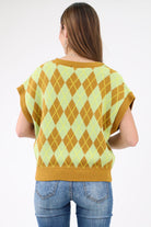 Back of Olive Argyle Sweater Vest