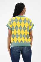 Back of Yellow Argyle Sweater Vest