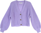 Purple Ribbed Cardigan Sweater Flatlay