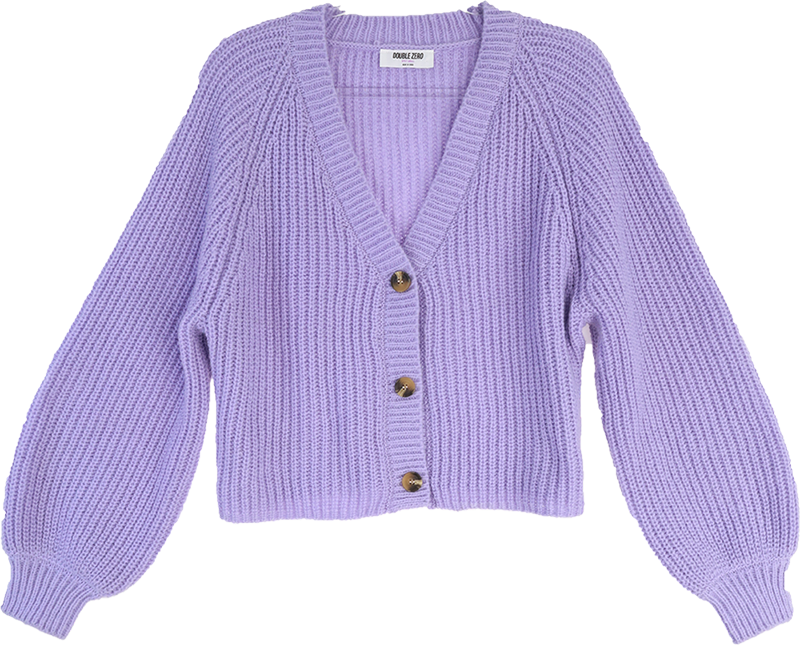 Purple Ribbed Cardigan Sweater Flatlay