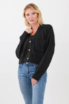 Black Cropped Cardigan Sweater