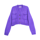 Purple Cropped Cardigan Sweater Flatlay