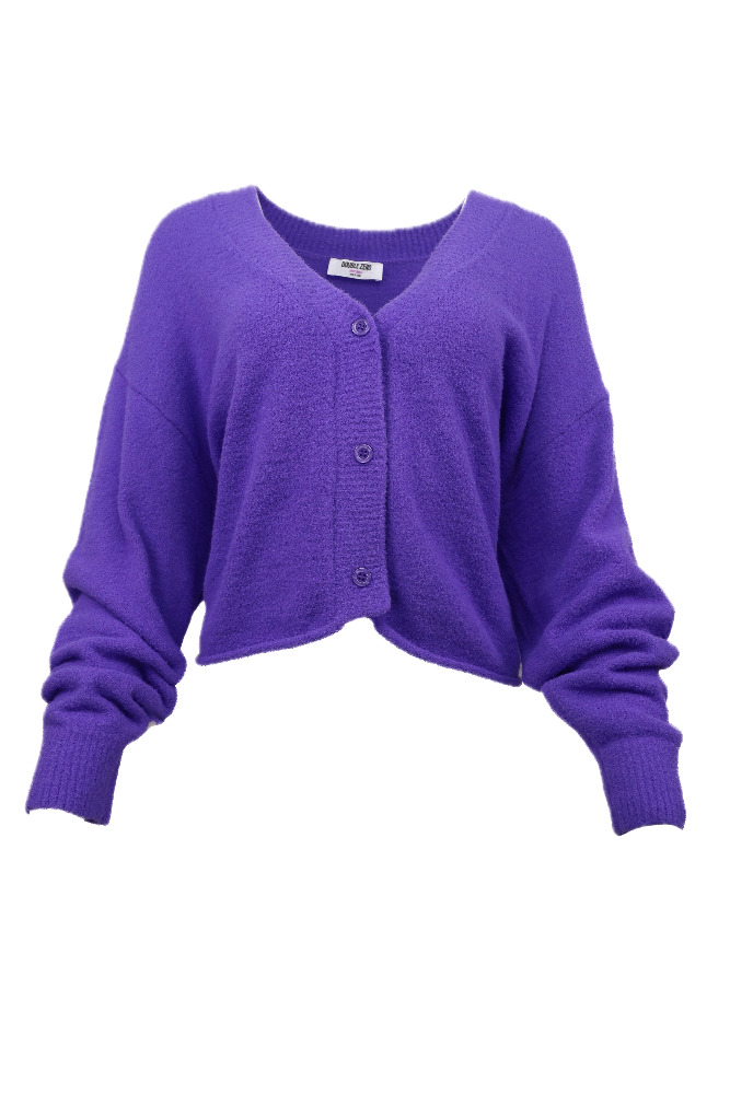 Purple Oversized Cardigan Sweater Flatlay