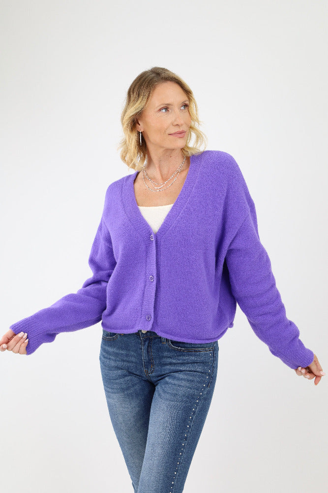 Purple Oversized Cardigan Sweater