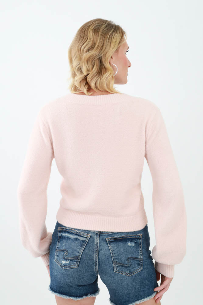 Back of Pink Cozy Sweater