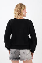 Back of Black Crew Neck Sweater