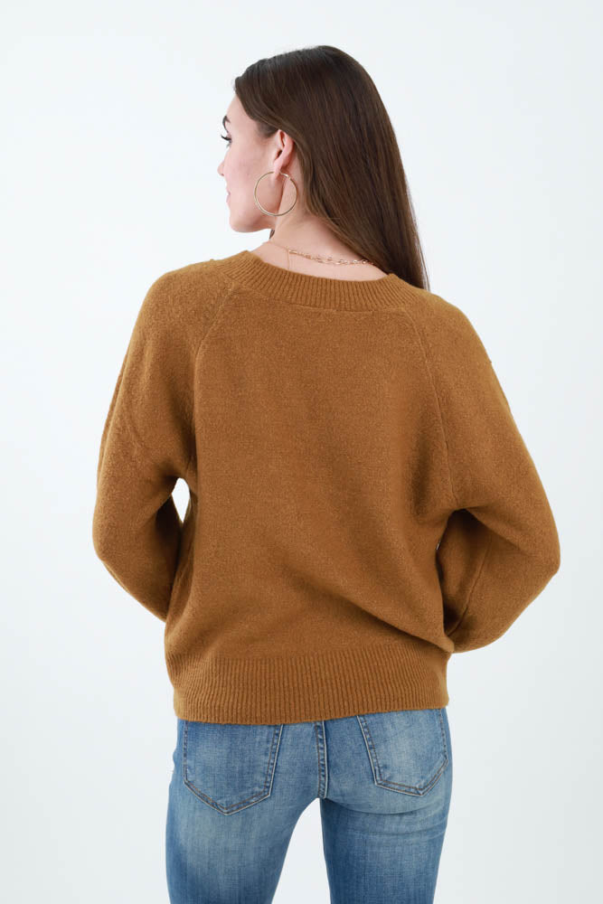 Back of Brown Crew Neck Sweater