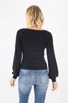 Back of Black Square Neck Top