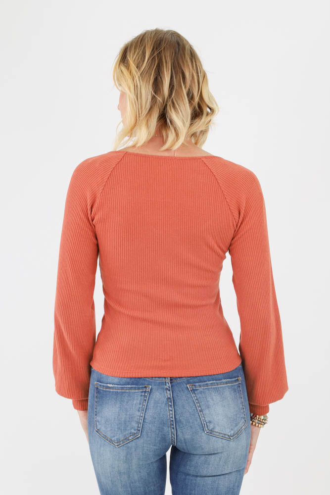 Back of Clay Square Neck Top