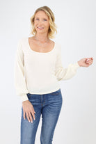 Cream Square Neck Top