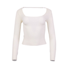 Cream Scoop Neck Long Sleeve Top Flatlay