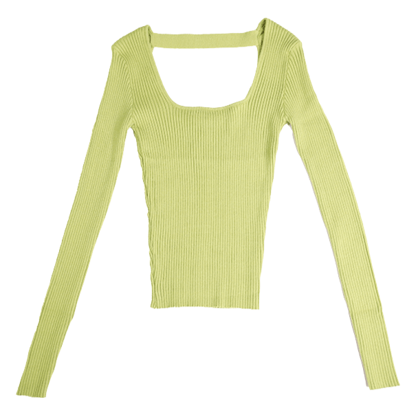 Olive Scoop Neck Long Sleeve Top Flatlay