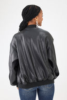 Back of Black Oversized Bomber Jacket