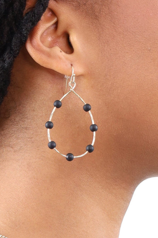Beaded Teardrop Cutout Earrings
