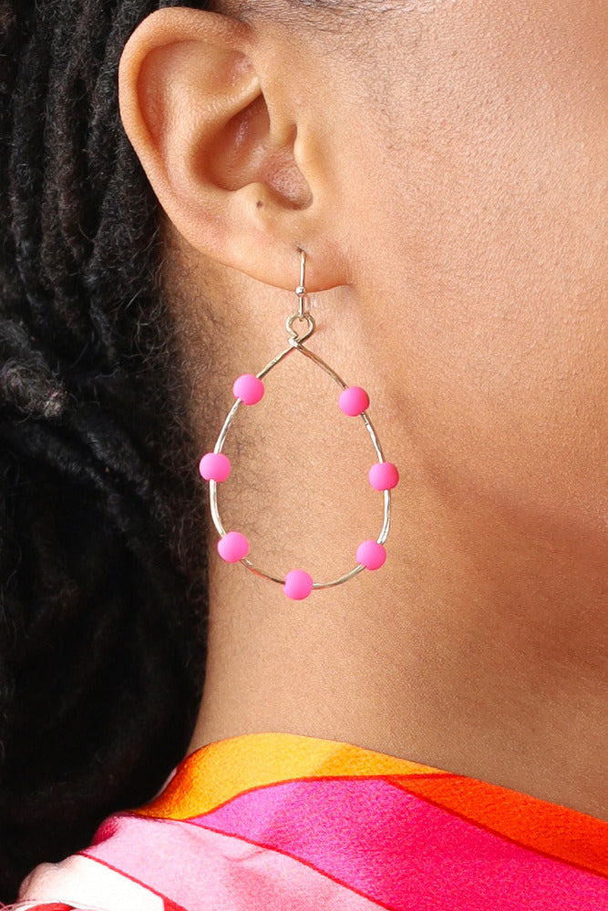 Beaded Teardrop Cutout Earrings