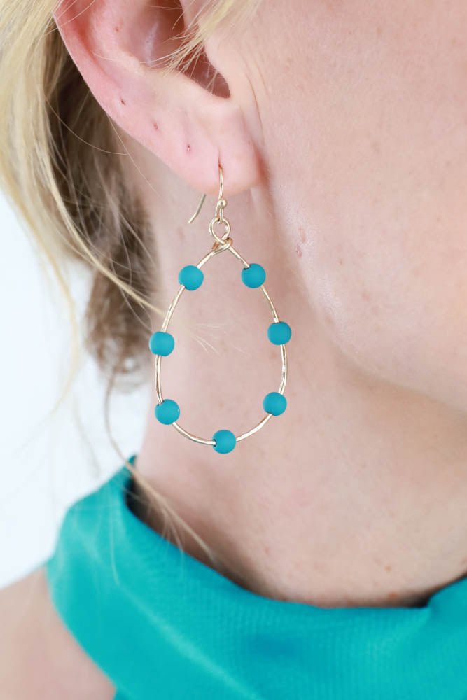 Beaded Teardrop Cutout Earrings