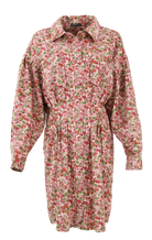 Floral print corduroy shirt dress flatlay