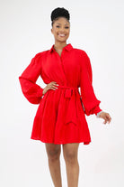 Red ruffle tiered dress