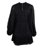 Black Lace Pleated Sleeve Dress Flatlay