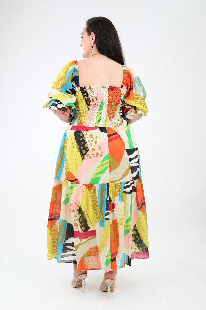 Back of Abstract Print Maxi Dress