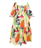 Abstract Print Maxi Dress Flatlay