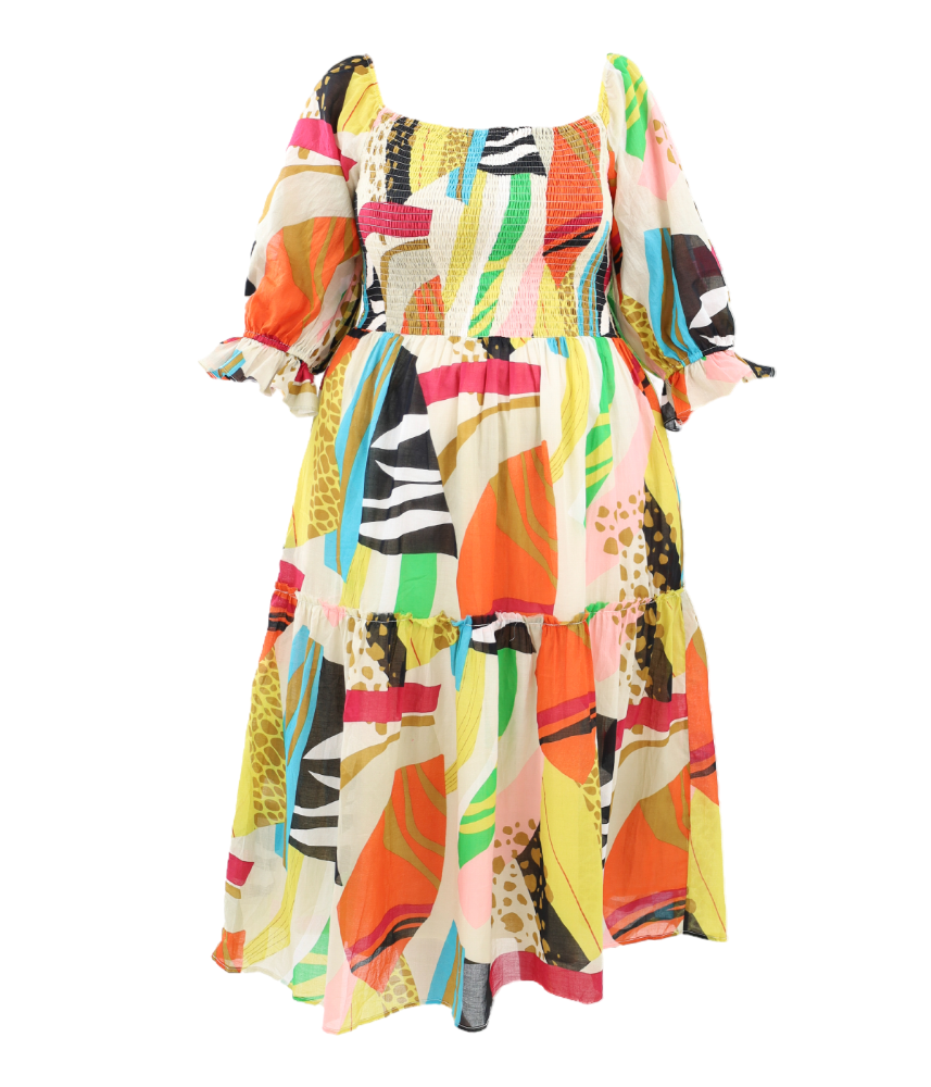 Abstract Print Maxi Dress Flatlay