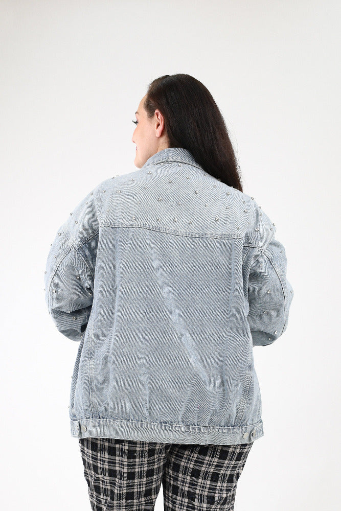 Back of Rhinestone Embellished Denim Jacket