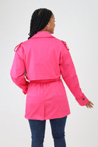 Back of Fuchsia Short Trench Coat