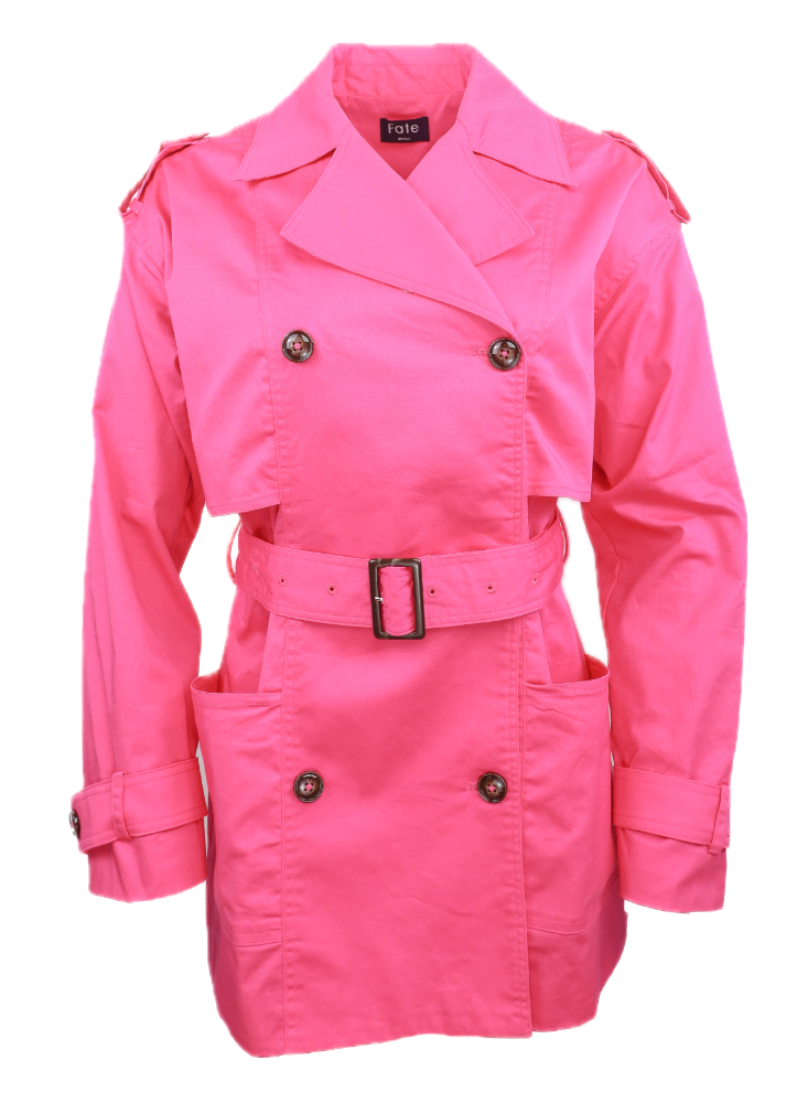 Fuchsia Short Trench Coat Flatlay