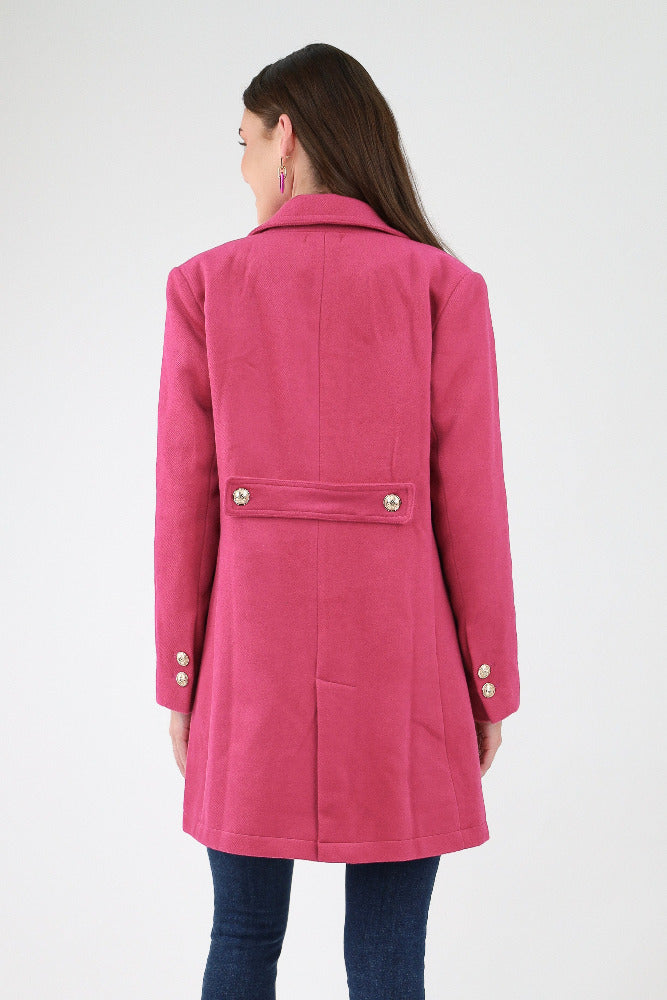 Back of Fuchsia Long Coat