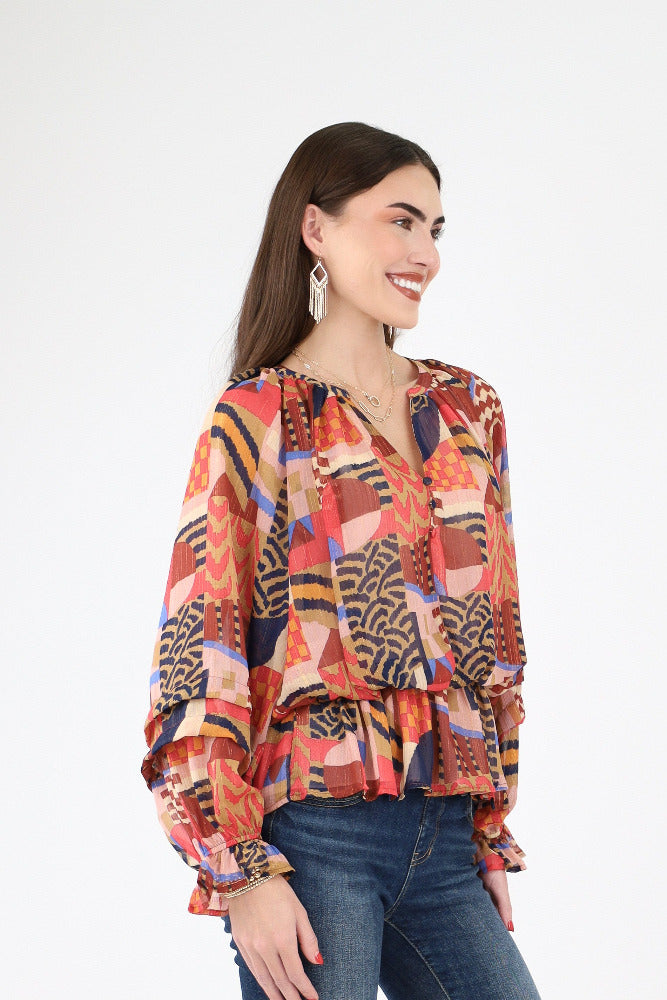 Patterned multi color blouse