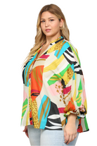 Multi color abstract print top