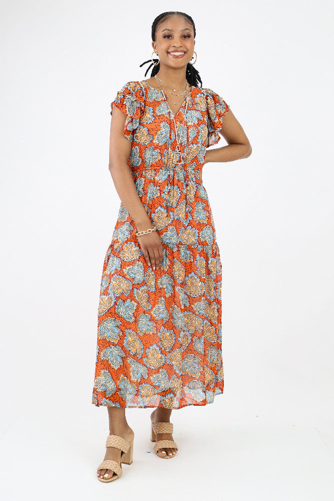 Orange Floral Maxi Dress