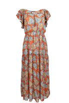 Orange Floral Maxi Dress Flatlay