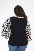 Back of Floral Embroidered Sweater