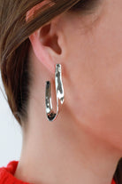 Silver Abstract Hoop Earrings