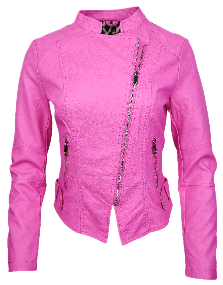 Breann Vegan Leather Jacket Pink