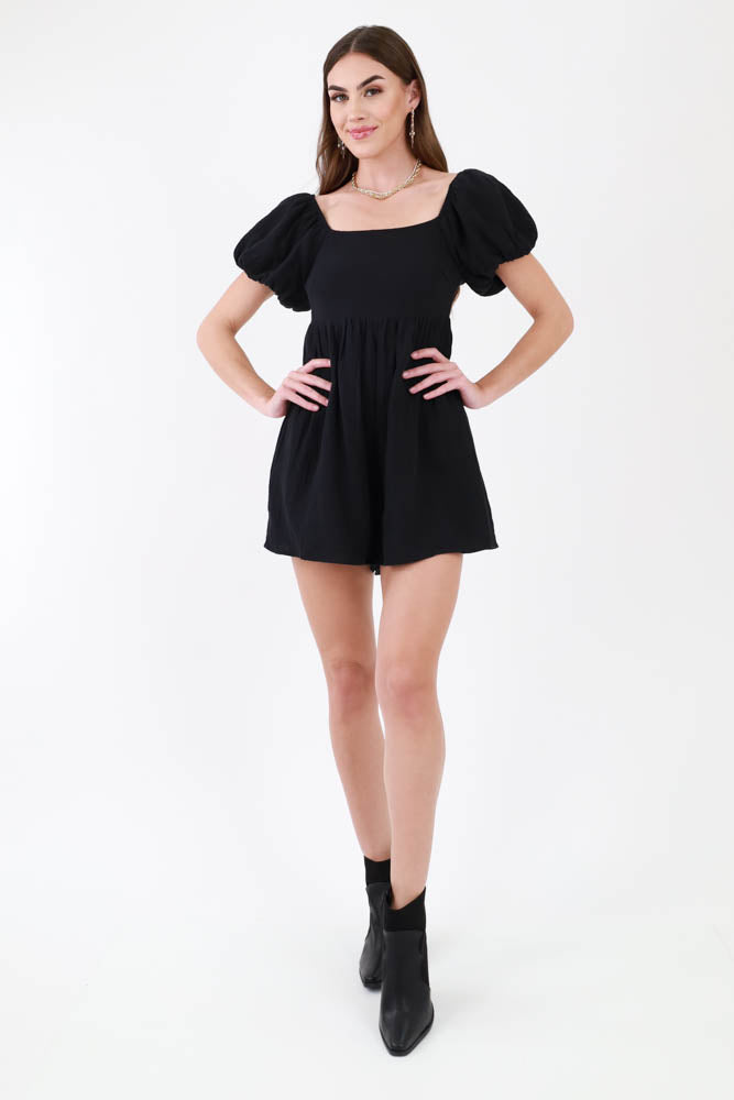 Sunday Brunch Square Neck Romper - Black