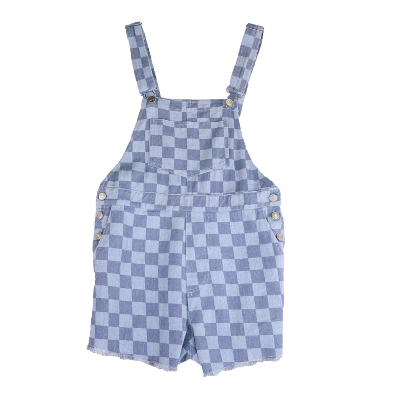 Checkered Denim Short Overalls - StyleMe Designs - StyleMe Designs