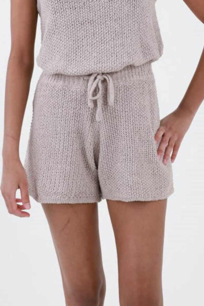 Summer Breeze Knit Shorts -Mocha