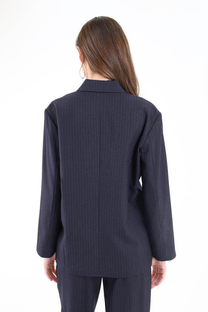 Back of Navy Pinstripe Jacket