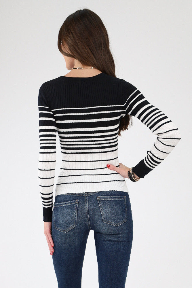 Back of Striped Knit Sweater