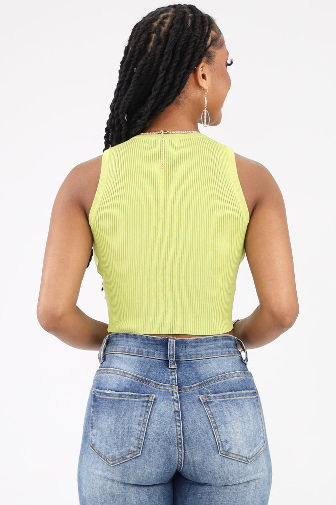 Back of Kiwi Ribbed Tank Top