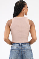 Back of Taupe Ribbed Tank Top