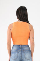 Back of Orange Ribbed Tank Top