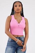 Pink Ribbed Tank Top